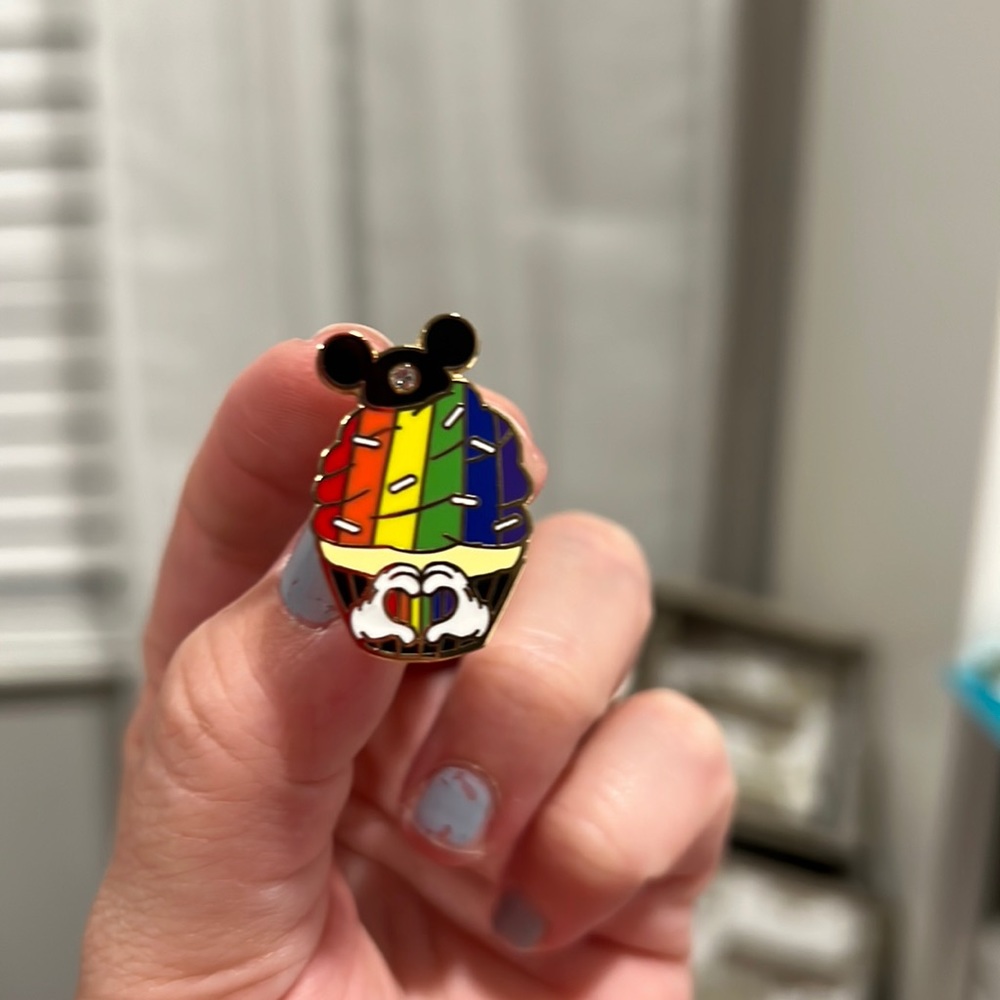 mickey inspired pride cupcake pin